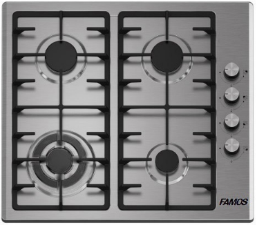 Famos Hob 4 Gas Burners 60 cm HEAVY DUTY BLACK